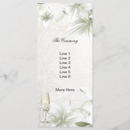 Hochzeitsprogramm Beige Grüne Blüte Programm (Rückseite)