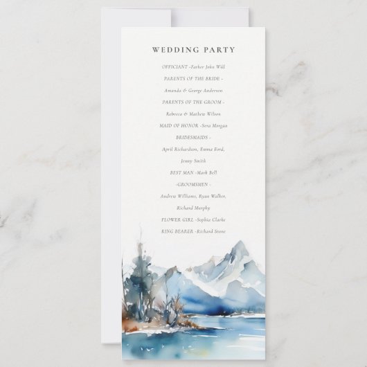 Hochzeitsprogramm Bergsee-Winter Einladung (Rückseite)