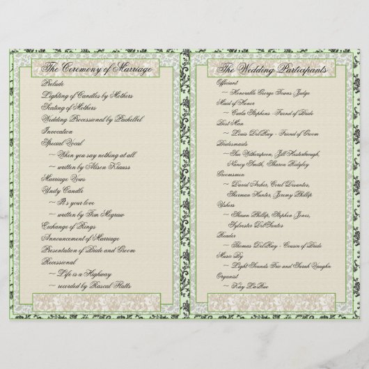 Hochzeitsprogramm (Bifold Design) (Rückseite)