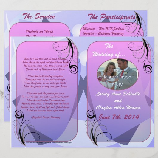 Hochzeitsprogramm (Bifold Design) (Vorne/Hinten)