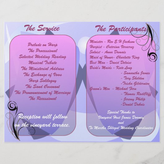 Hochzeitsprogramm (Bifold Design) (Rückseite)