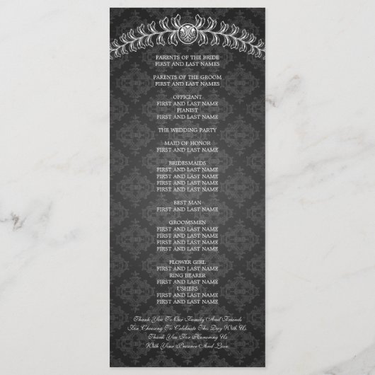 Hochzeitsprogramm Birds Monogram Black Programm (Rückseite)