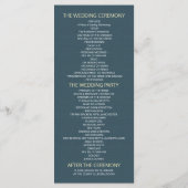Hochzeitsprogramm Blau Goldfolie Kreis Pinselstric Programm (Rückseite)