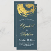 Hochzeitsprogramm Blaue goldene Foil-Zirkus-Pinsel Programm (Vorne/Hinten)