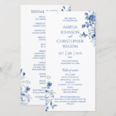 Hochzeitsprogramm Blaue Vintage-Blumen (Vorne/Hinten)