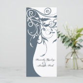 Hochzeitsprogramm - Blauer weißer Kontrastmittel Programm (Stehend Vorderseite)