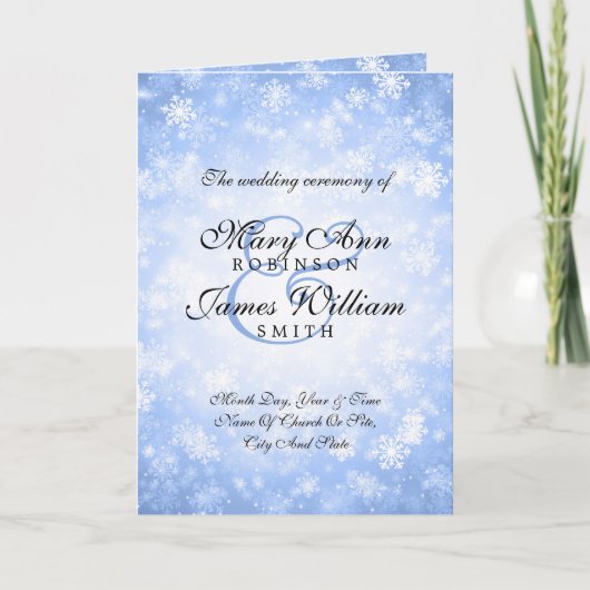Hochzeitsprogramm Blaues Winterwunderland Funkeln Programm (Vorderseite)