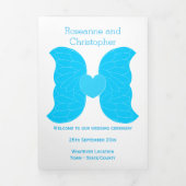 Hochzeitsprogramm Blue Angel Wings Herzdesign Dreifach-gefaltete Programmkarte (Cover)