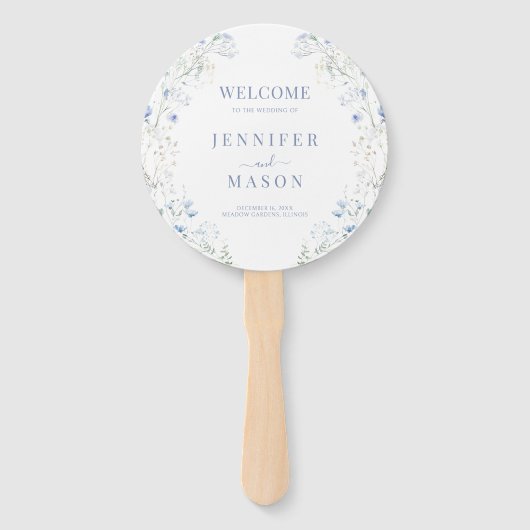 Hochzeitsprogramm "Blue Meadow Wild Blume Wreath" Fächer (Vorderseite)