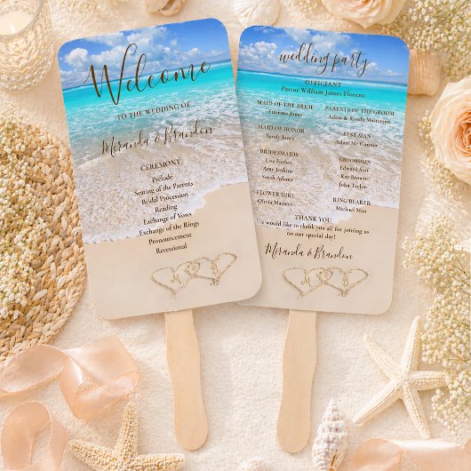 Hochzeitsprogramm "Blue Ocean Waves Tropical Beach Fächer