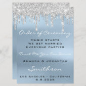 Hochzeitsprogramm Blue Rose Tropfens Glitzer Spark Einladung (Vorne/Hinten)