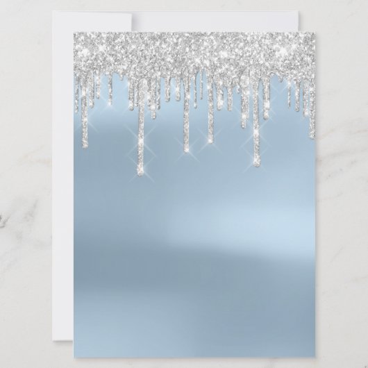 Hochzeitsprogramm Blue Rose Tropfens Glitzer Spark Einladung (Rückseite)