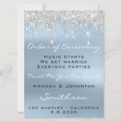 Hochzeitsprogramm Blue Rose Tropfens Glitzer Spark Einladung (Vorderseite)