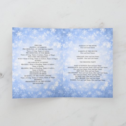 Hochzeitsprogramm Blue Winter Wonderland Sparkle Programm (Innenseite)
