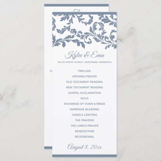 Hochzeitsprogramm blüh Tall Elegant | Dusty Blue Programm (Vorne/Hinten)