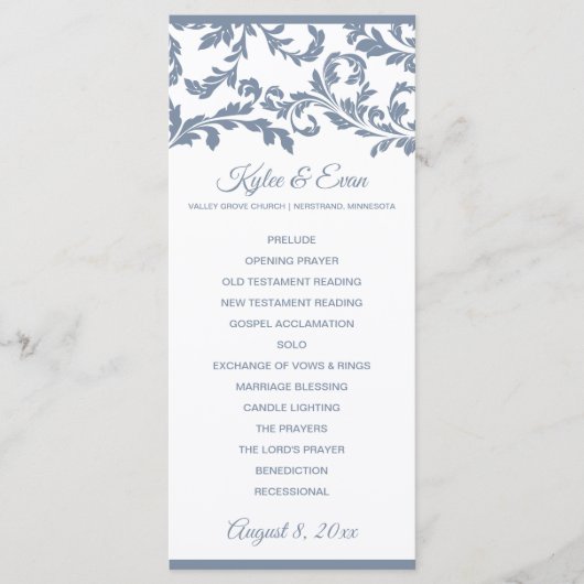 Hochzeitsprogramm blüh Tall Elegant | Dusty Blue Programm (Vorderseite)