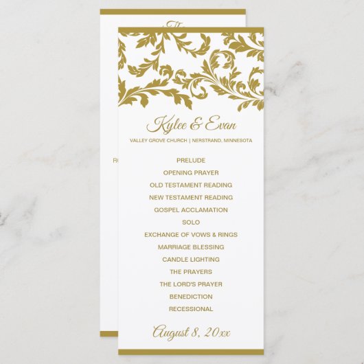 Hochzeitsprogramm blüh Tall Elegant | Gold Programm (Vorne/Hinten)