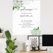 Hochzeitsprogramm Blumengrün Poster (Heimbüro)