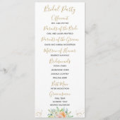 Hochzeitsprogramm Blütenrot und goldfarben elegant Programm (Rückseite)