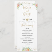 Hochzeitsprogramm Blütenrot und goldfarben elegant Programm (Vorne/Hinten)