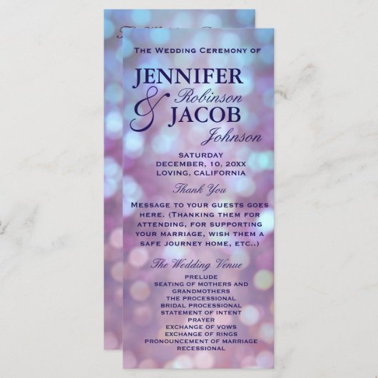 Hochzeitsprogramm Bokeh Highlights Programm (Vorne/Hinten)