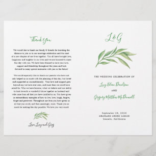 Hochzeitsprogramm Botanische Blätter für Wasserf