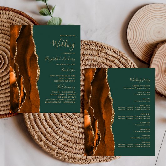 Hochzeitsprogramm Budget Rost Achat Dunkelgrün