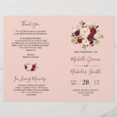 Hochzeitsprogramm Burgundy Blush Wasserfarbe Blora (Vorderseite)