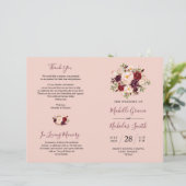Hochzeitsprogramm Burgundy Blush Wasserfarbe Blora (Stehend Vorderseite)