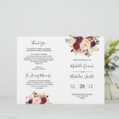 Hochzeitsprogramm Burgundy Wasserfarbenfloral, FOL (Stehend Vorderseite)