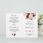 Hochzeitsprogramm Burgundy Wasserfarbenfloral, FOL (Stehend Vorderseite)