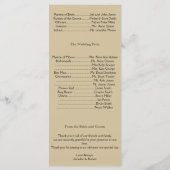 Hochzeitsprogramm Camelot Gold mit schwarzen Schri Programm (Rückseite)