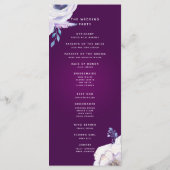 Hochzeitsprogramm Cassis Navy Blue und Lilac Blume Menükarte (Rückseite)