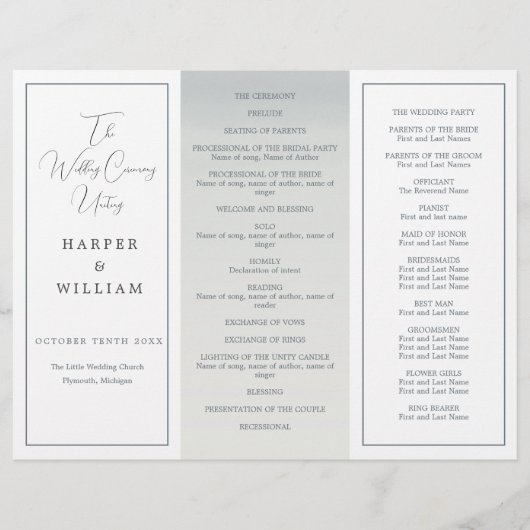 Hochzeitsprogramm "Coastal Tri-Fold" (Vorderseite)