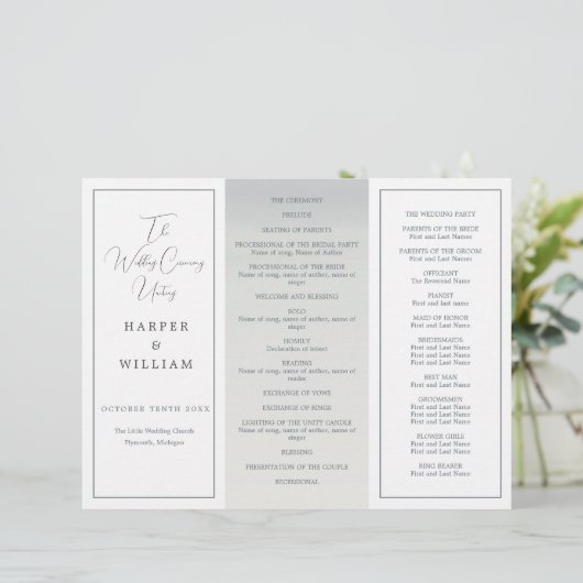 Hochzeitsprogramm "Coastal Tri-Fold" (Stehend Vorderseite)