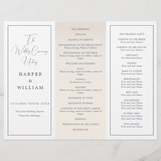 Hochzeitsprogramm "Coastal Tri-Fold" (Vorderseite)