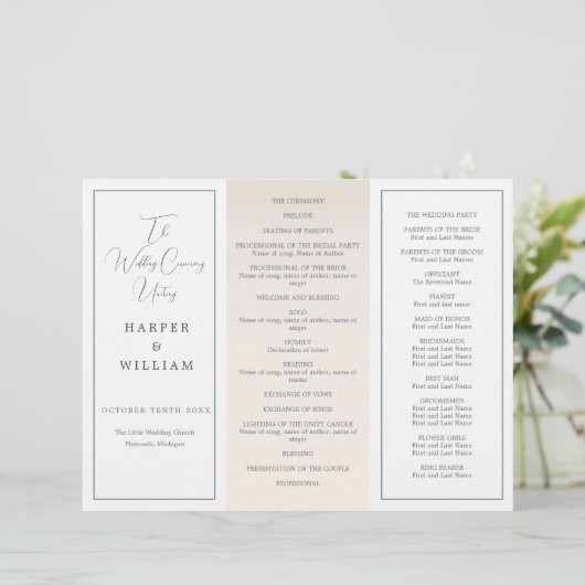 Hochzeitsprogramm "Coastal Tri-Fold" (Stehend Vorderseite)