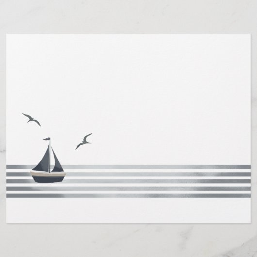 Hochzeitsprogramm "Coastal Tri-Fold" (Rückseite)