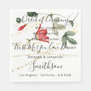 Hochzeitsprogramm Coral White Funny Quotes Florals Serviette