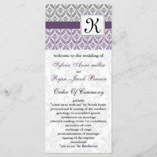 Hochzeitsprogramm Damast des Monogramms lila Programm