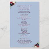 Hochzeitsprogramm der Burgundy-Marine (Rückseite)