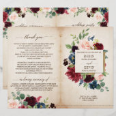 Hochzeitsprogramm der Burgundy Navy (Vorne/Hinten)