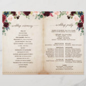 Hochzeitsprogramm der Burgundy Navy (Rückseite)