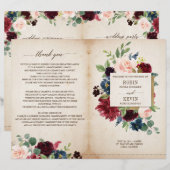 Hochzeitsprogramm der Burgundy Navy (Vorne/Hinten)