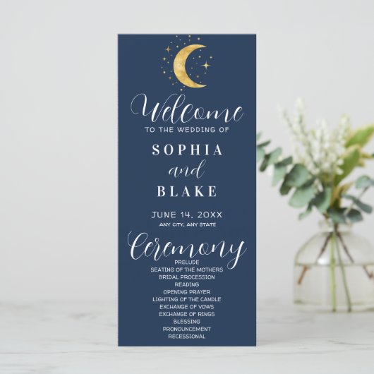 Hochzeitsprogramm der Crescent Moon Starry Night N (Stehend Vorderseite)