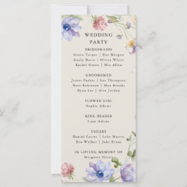 Hochzeitsprogramm der eleganten Wildblume für den