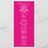 Hochzeitsprogramm der Kirche in Rosa und Weiß Programm (Rückseite)