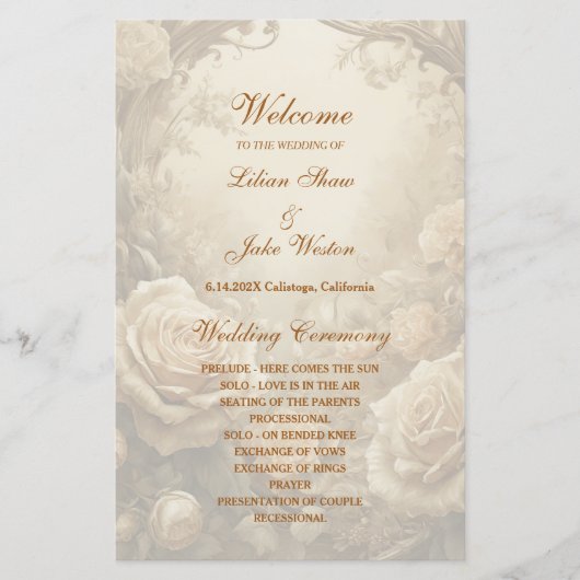 Hochzeitsprogramm der Lovely Rose (Vorderseite)