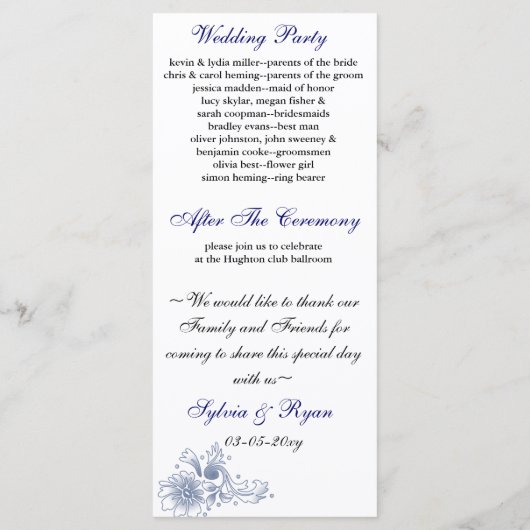 Hochzeitsprogramm der Marine Programm (Rückseite)