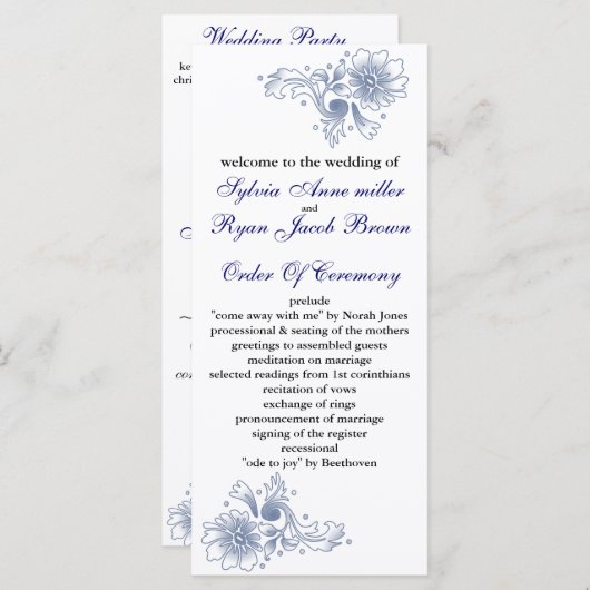 Hochzeitsprogramm der Marine Programm (Vorne/Hinten)